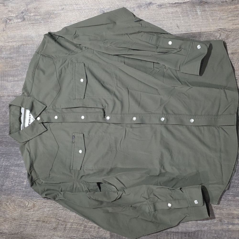 CONEN Green Casual Button Down Shirt for Men